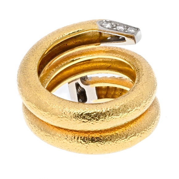David Webb Platinum & 18K Yellow Gold Nail Ring - Picture 3 of 5